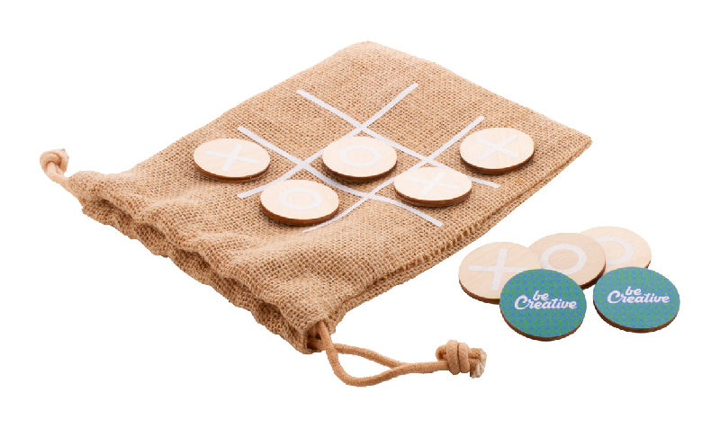 Jeu de morpions sur mesure - contreplaqué de bouleau, 10 jetons et étui en jute_2