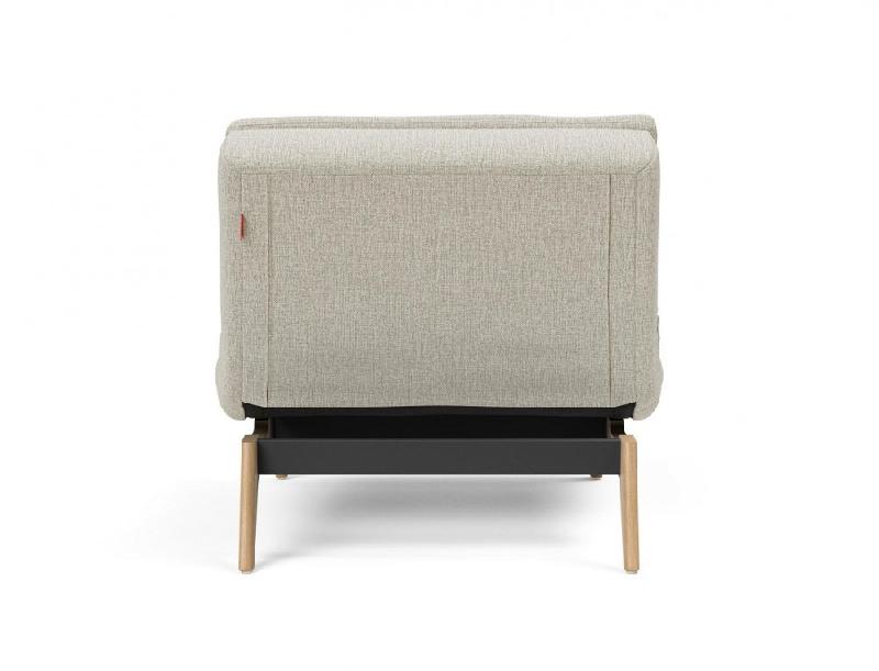 Fauteuil design Dublexo Eik convertible lit 90x115 cm - Pieds chêne naturel - Tissu Mixed Dance Natural_2