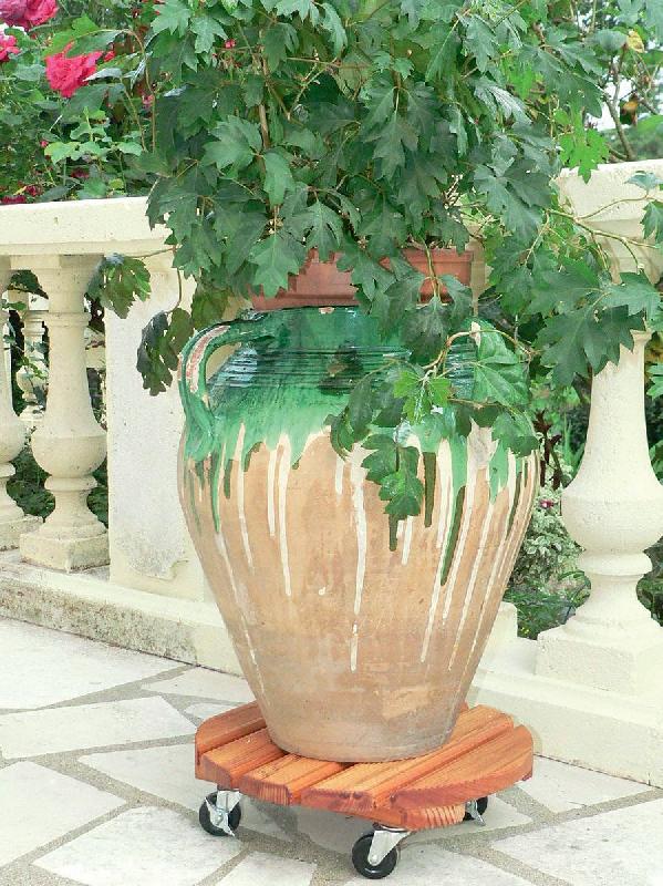 Support à roulettes bois rond 