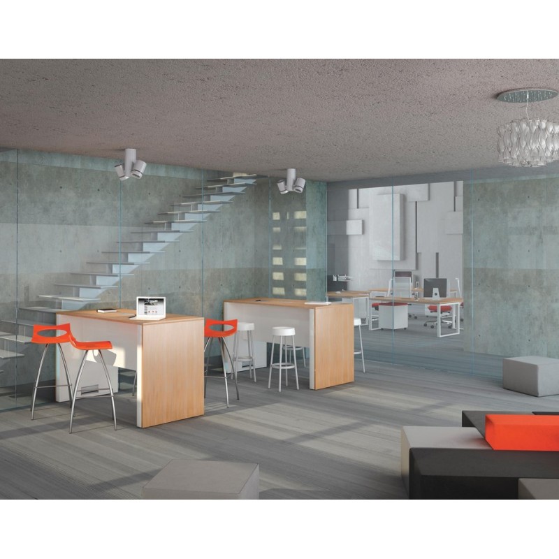 Table haute Média THM209 - électrification intégrée avec top access PC, USB, HDMI et structure métallique rigide_2