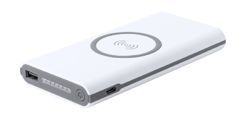 Power bank en plastique - 6000 mAh - Chargeur sans fil intégré - Ports USB et USB-C - Couleur blanche_2