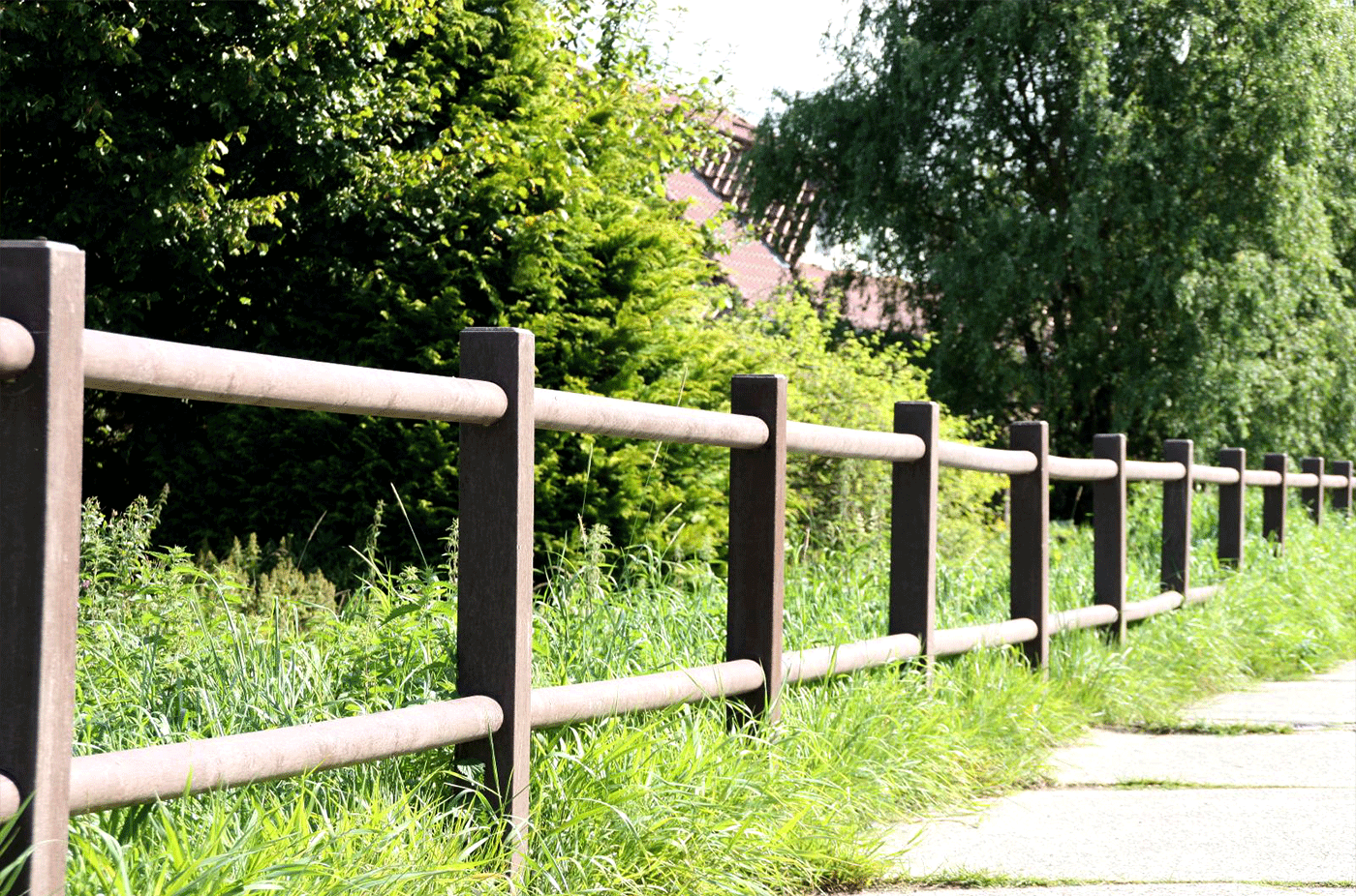 Barrière rurale en plastique recyclé ReBnew - VRV490 - sans entretien, poteaux 120x120mm_2