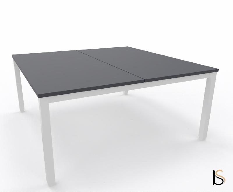 Bureau 2 personnes Tempo avec passe-câbles  - Mobel Linea - 120, Blanc, Anthracite_2