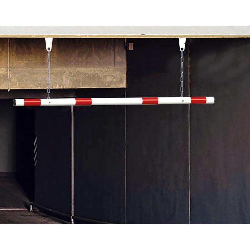 Limiteur de hauteur pour véhicules hors gabarits - Barre acier rouge et blanc - Fixation par chaîne 500 mm_2