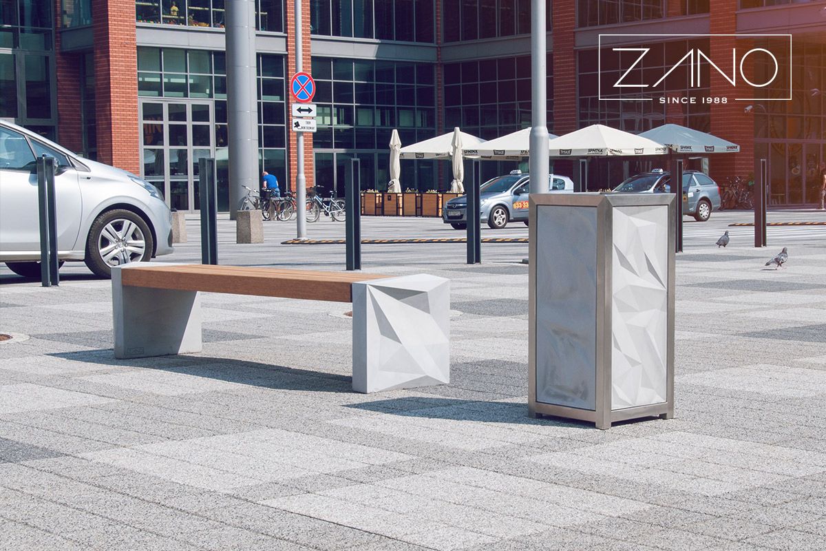 03.070.Sn - Poubelle publique Trigono Zano - 55L - acier, béton, design minimaliste_2