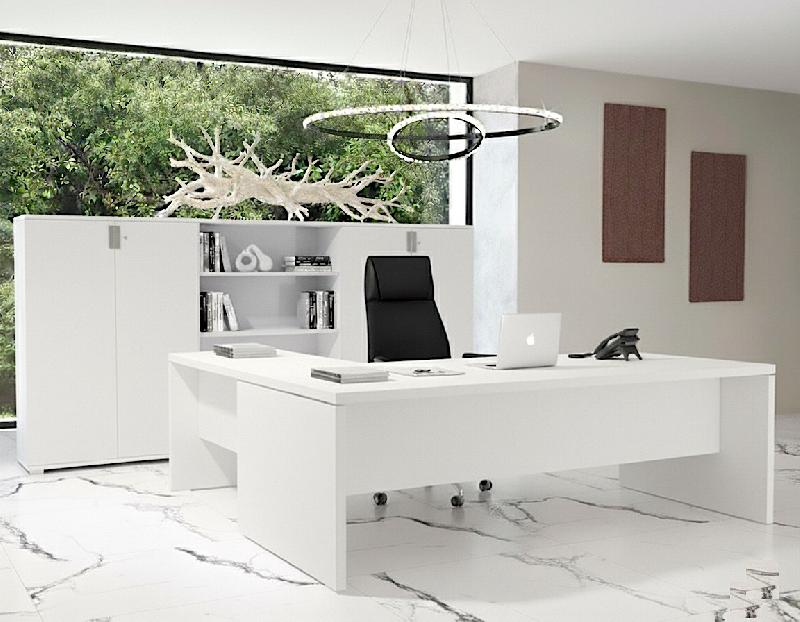 Bureau de direction avec retour TAK - Mobel Linea - 160, Blanc_0