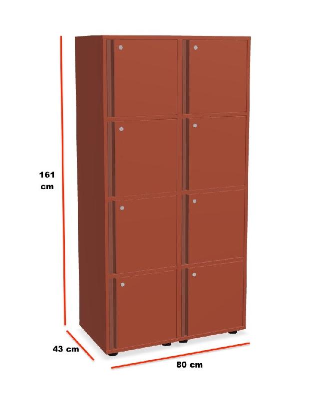 Meuble vestiaires 6 ou 8 cases - MDD - Bleu foncé , A clé, 2 x 4 cases, Petits pieds avec vérins_2