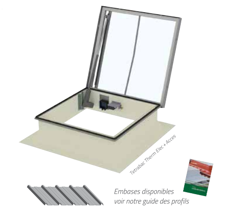 Lanterneau coupole Tetrabac Therm Elec + Accès - Embase en polyester - Double vitrage - 110 x 110 cm_2