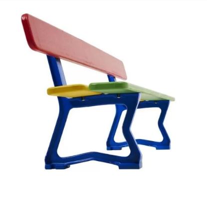 Banc Mora Junior en bois exotique - finition laquée - longueur 1500 mm - hauteur d’assise 270 mm - structure en fonte d’acier peinte_2