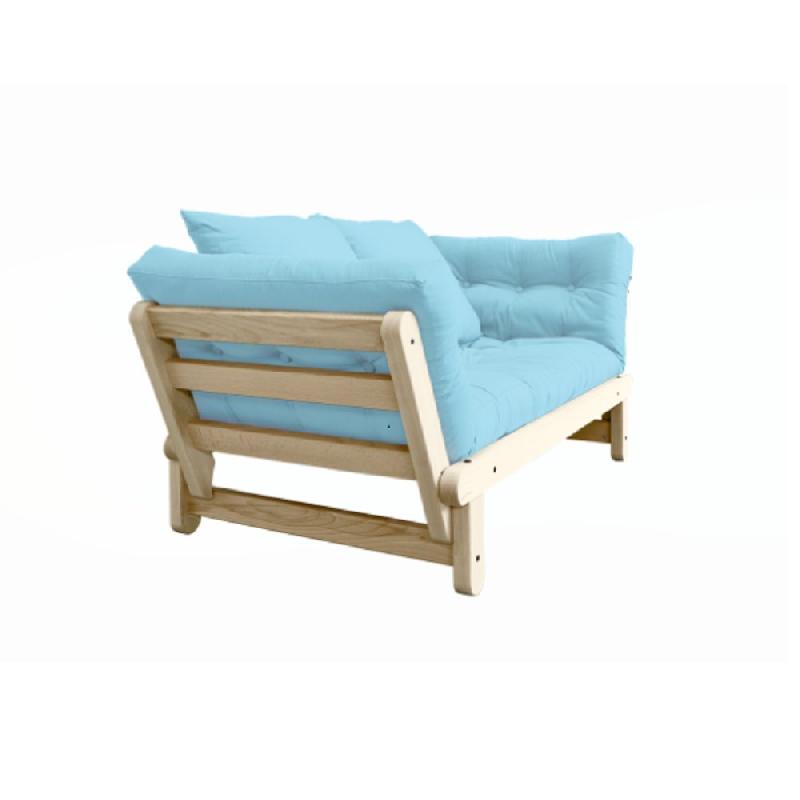 Banquette méridienne futon Beat - Pin naturel - Tissu bleu clair - Couchage 75x200 cm - KARUP_2