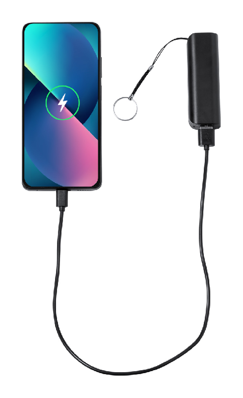 Power Bank USB en plastique ABS - Batterie 1200 mAh - Porte-clés en métal - Ports USB et USB-C_2