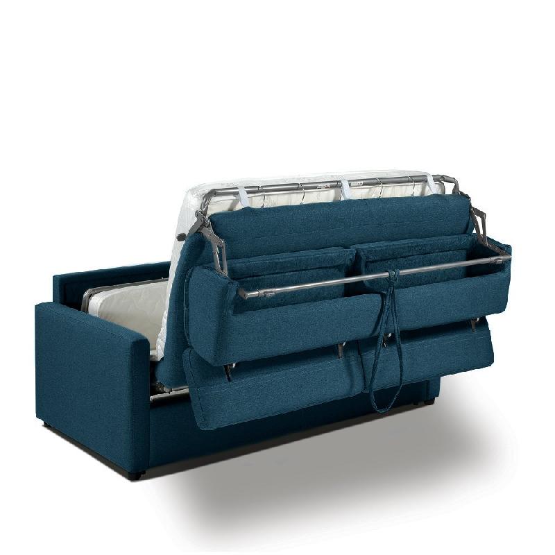 Canapé convertible express Darwin - Têtières réglables - Couchage 140x197 cm - Matelas 16 cm - Tissu tweed bleu pétrole_2