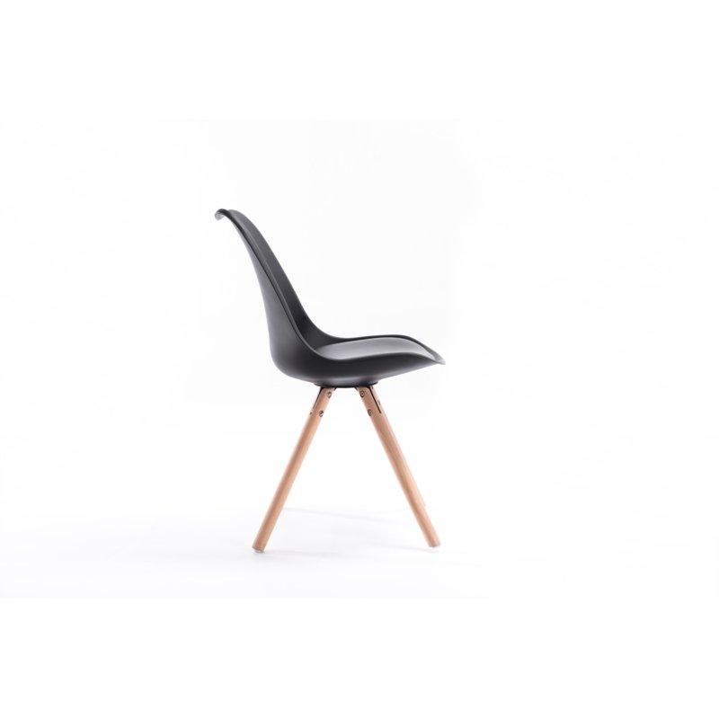 Lot de 2 chaises SANDO - Polypropylène noir avec coussin en polyuréthane et pieds en bois - Design chic et moderne_2
