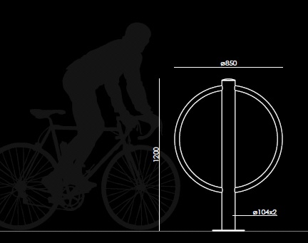 Arceau Norea - Mobilier inox pour ville harmonieuse - Hauteur 1200mm - Fixation par scellement ou platine_2
