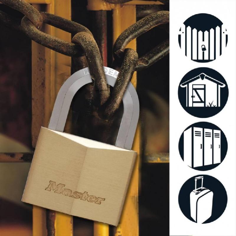 Cadenas à clé MASTER LOCK - laiton massif 60 mm - haute résistance et sécurité accrue_2