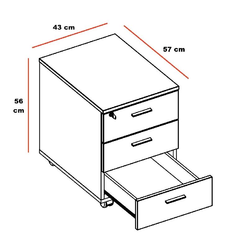 Caisson à roulettes pour bureaux Pyramid - 3 tiroirs, Hêtre_2