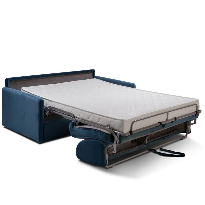 Canapé convertible express Sun Limited - 140 cm, matelas 14 cm, velours bleu - fabrication artisanale italienne_2