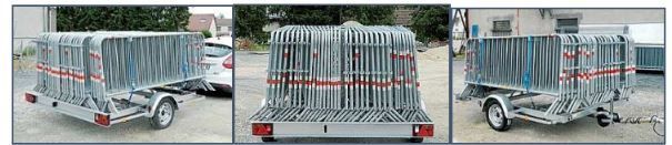 Remorque porte-barrières 38 unités - PTAC 750 kg - SODIMAR avec roues 155/70 R13 et châssis galvanisé_2