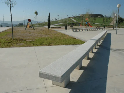 Banquette urbaine TOLEDO en béton blanc granite 200 cm_2