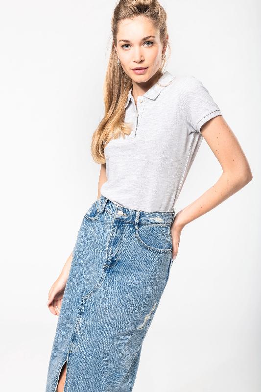 Polo vintage manches courtes femme - Réf: KV2207 - Kariban - 100% coton, maille piquée, aspect vieilli, sans étiquette de marque_2