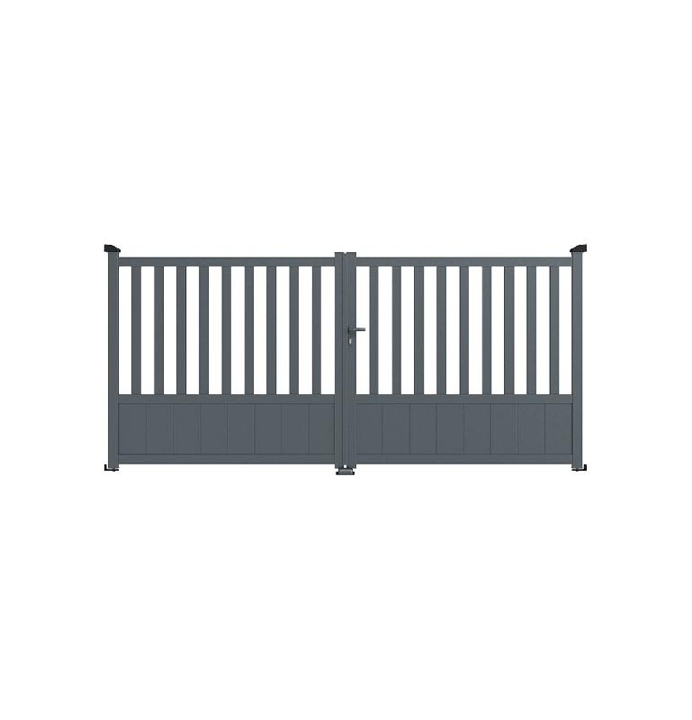 Portail aluminium LYON - Design chic - Gris anthracite RAL 7016 - portlyon300160g_2