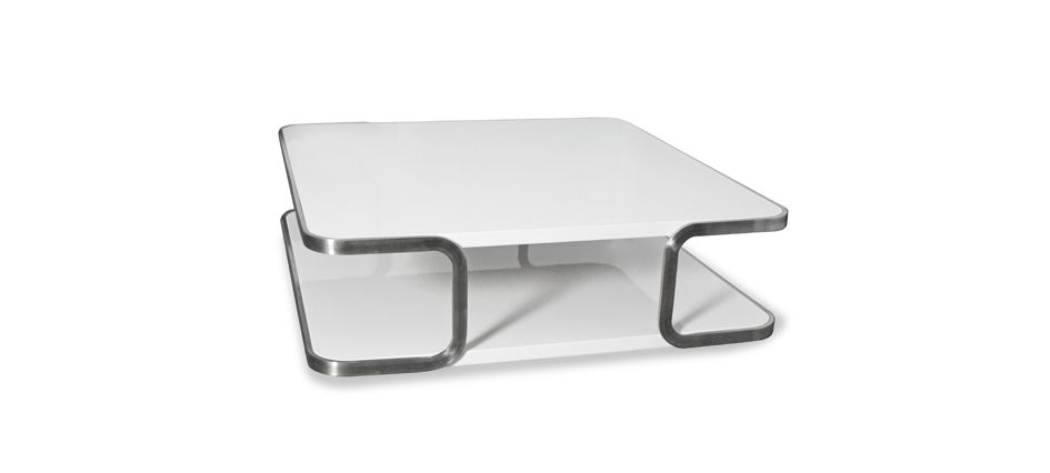 Table basse Izamu - structure acier inoxydable brossé et plateau plaqué chêne noir_2