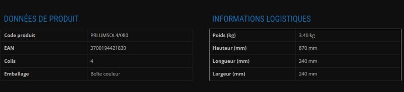 Timeo - Borne solaire avec télécommande - Ribimex France - Dimensions ± 23 cm Ø x ± 84 cm H - LED SMD 6 W - Puissance réglable 100 Lumen à 1000 Lumen_2