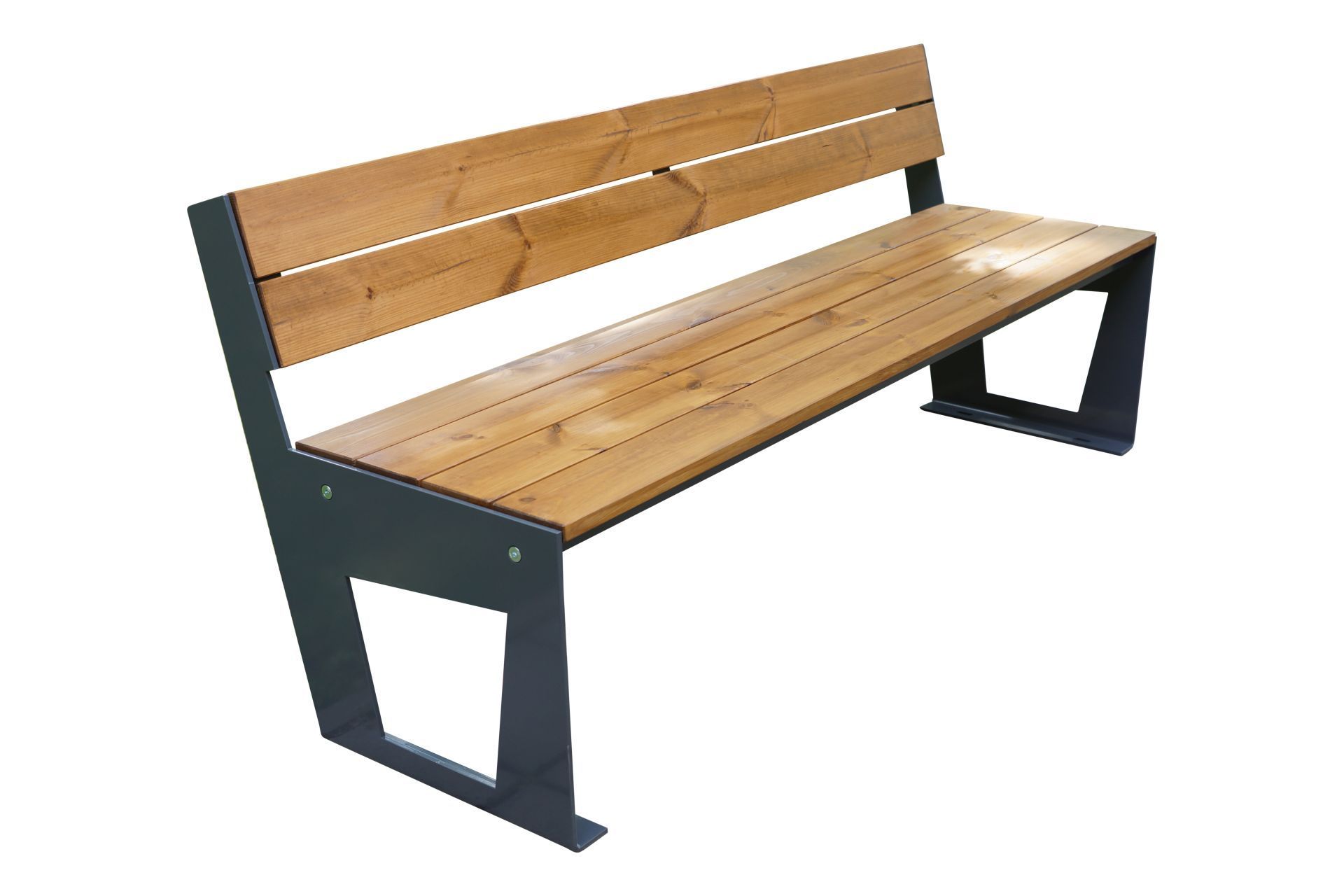 Banc public en acier renforcé et bois melèze personnalisable_0