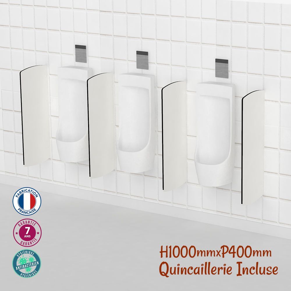 Cloison urinoir adulte suspendue - Hauteur 1000 mm - Séparateur d'urinoir en stratifié compact_2