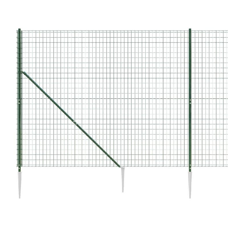 Vidaxl clôture en treillis métallique et piquet d'ancrage vert 1,8x25m 154109_2