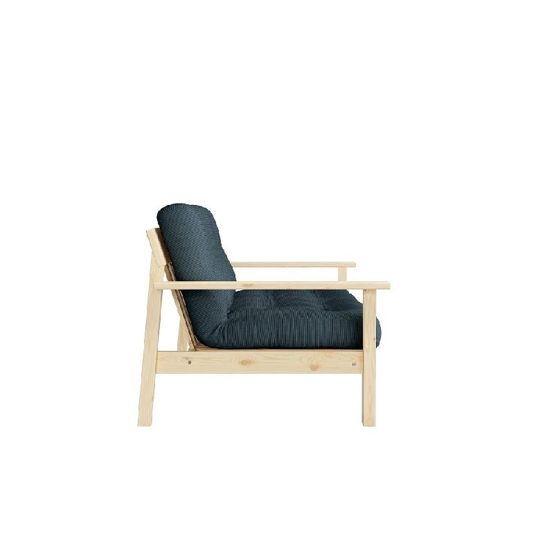 Canapé convertible futon UNWIND - Pin naturel - Coloris bleu pâle - Couchage 130 x 190 cm - Style scandinave et rétro_2