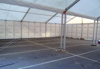 Tente de stockage fermée classique - structure aluminium fixe - couverture multi-éléments - ancrage platine - 25x10x3m_2