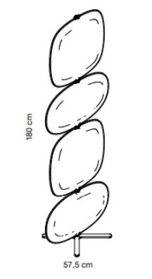 Totem acoustique FLOCON - 4 panneaux unicolores, structure en acier blanc, L 57,5 x H 180 cm - Référence 8043 FR207_2
