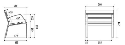 Fauteuil public Modo-10 - 7 lames en aluminium anodisé ou peint en bleu - 70 cm_2