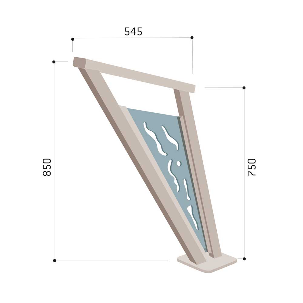 Appui cycles Venise - design en acier avec décor polycarbonate - Hauteur 850 mm - Fixation par scellement ou sur platine_2