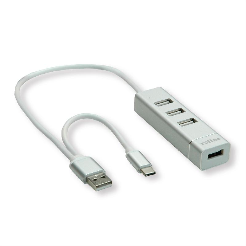 ROLINE Hub USB 2.0 pour portables, 4 ports, câble de raccordement type A+C_2