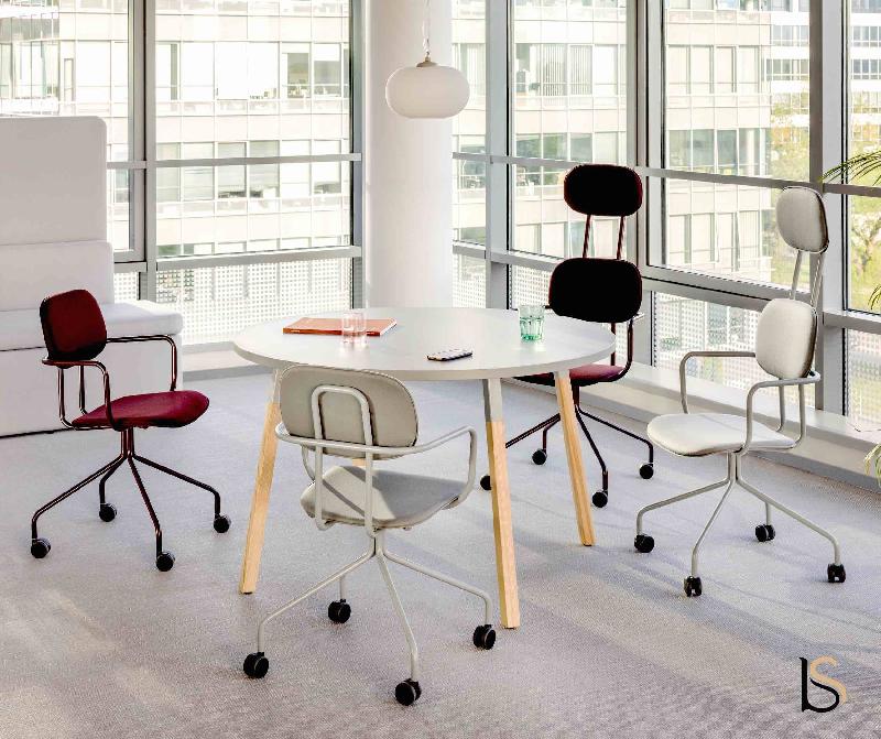 Table ronde pieds en bois Ogi - MDD. - 120, Gris_2