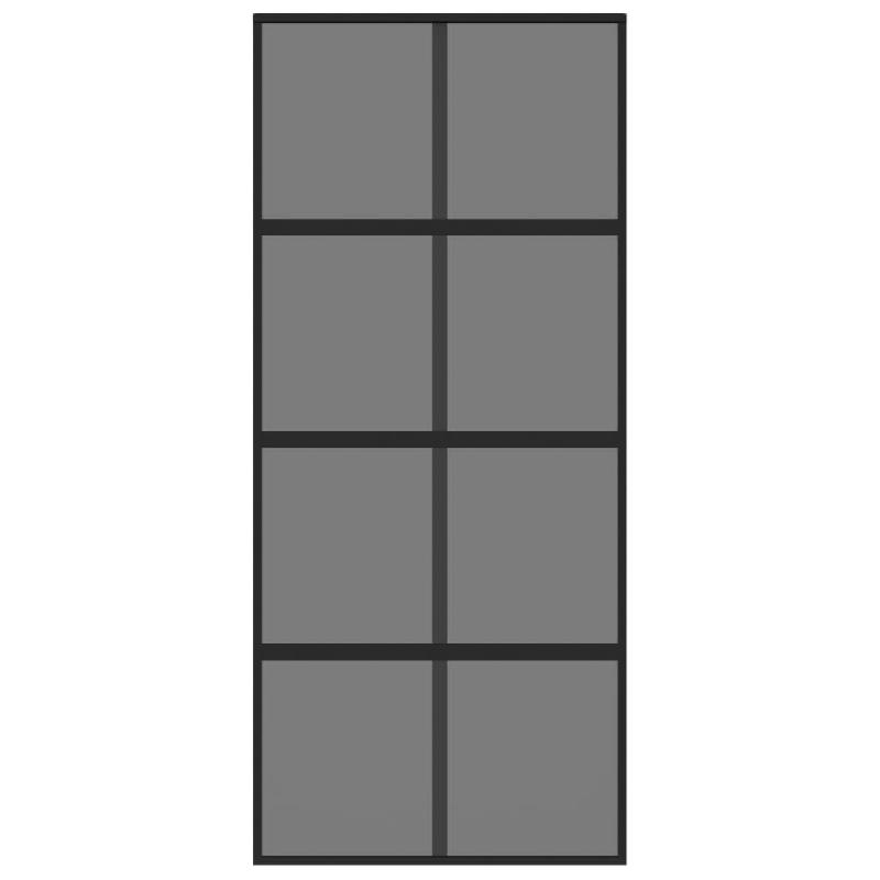 Vidaxl porte coulissante noir 90x205 cm verre trempé aluminium 155226_2