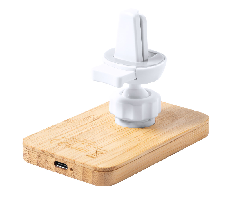 Chargeur support téléphone pour voiture - magnétique en bambou avec chargeur rapide 15W et fixation réglable_2