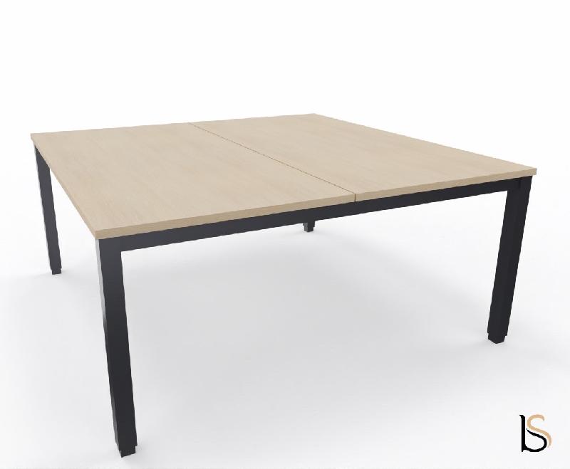Bureau 2 personnes Tempo avec passe-câbles  - Mobel Linea - 120, Anthracite, Chêne moyen_3