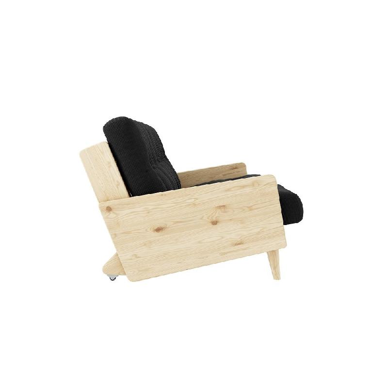 Canapé 3 places convertible Indie - Style scandinave - Futon charbon - Couchage 130x190 cm - Marque Karup_2