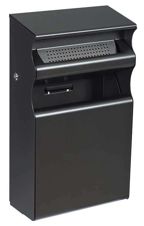 Cendrier corbeille mural - 2L/15L - Kopa en acier poudré anti-UV avec serrure à clé triangulaire_2