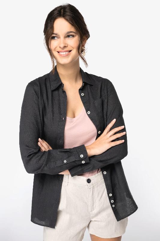 Chemise en lin femme - Native Spirit - Réf: NS505 - 100% lin, durable, thermorégulateur et léger_2