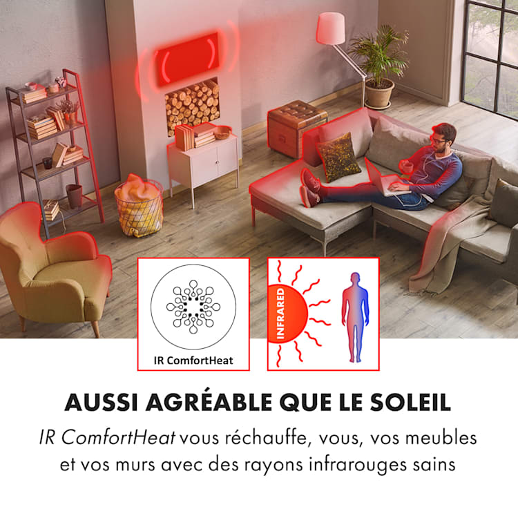 Chauffage infrarouge à longues ondes 550W - Wonderwall Earth - Efficace jusqu'à 11m², design en pierre élégante_2