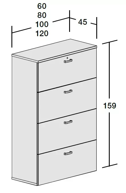Armoire 4 tiroirs pour dossiers suspendus - haut. 158 cm (2 largeurs au choix) So Madrid_2