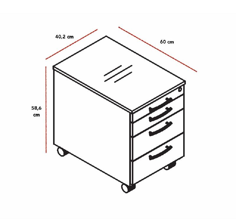 Caisson mobile 3 tiroirs série Pro - MDD - Blanc_2