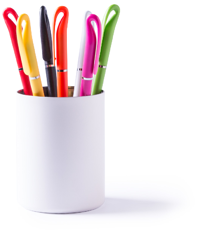 Stylo à bille en plastique - encre bleue - couleur blanche - poids 6g_2