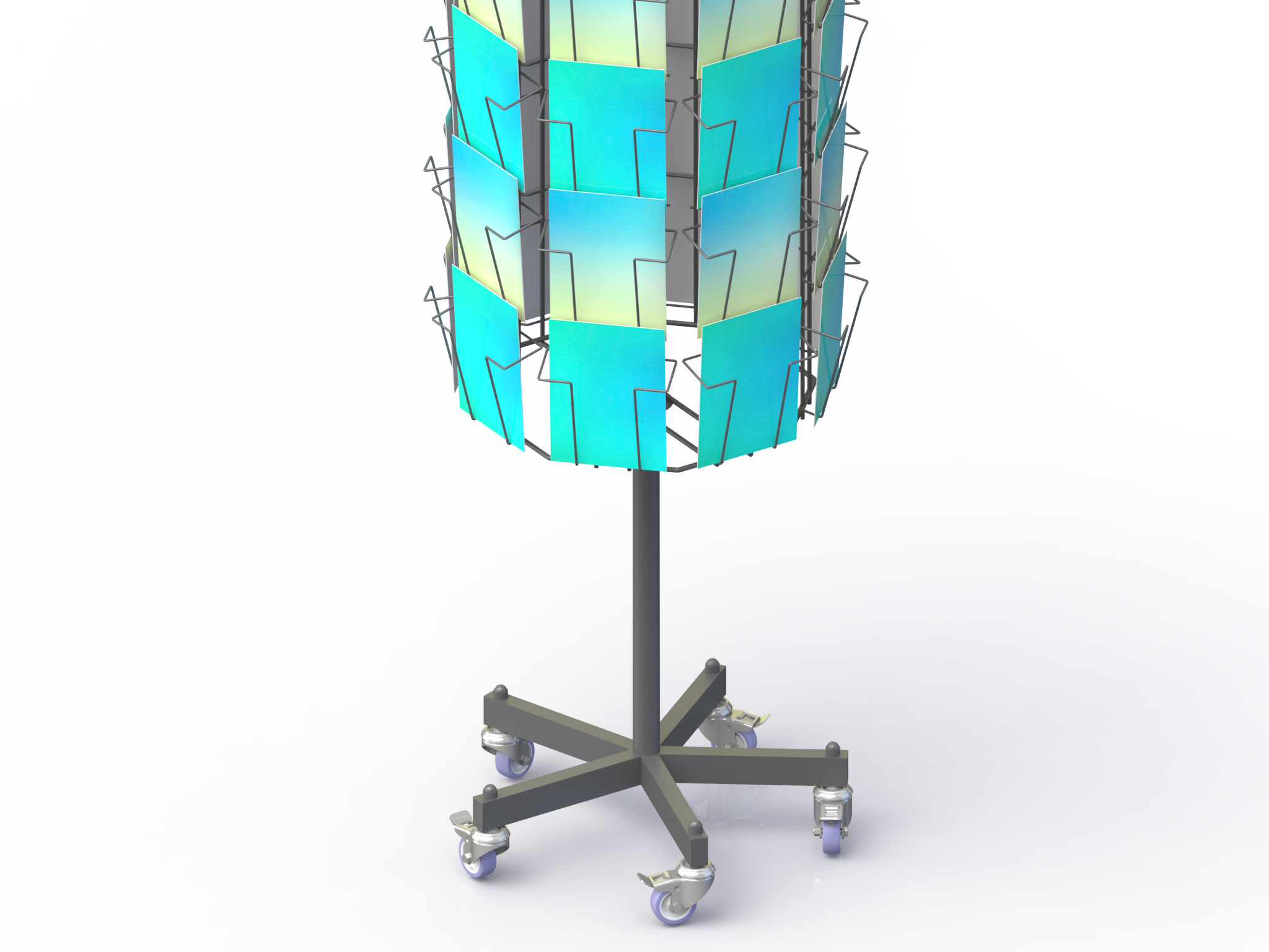 Présentoir mobile tournant - 64 cases en métal - 8 faces pour cartes postales (13-18V)_2