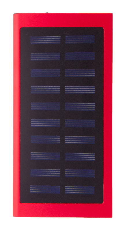 Power Bank USB - Boîtier en aluminium recyclé - Chargeur solaire intégré - Batterie 4000 mAh - Rouge_2
