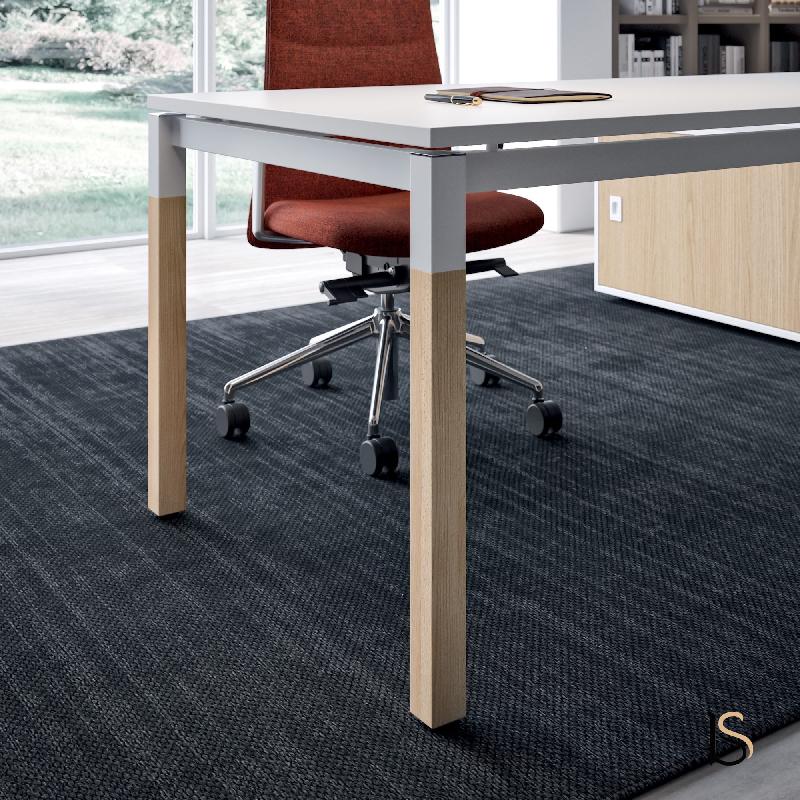 Bureau de manager X4 avec crédence - Quadrifoglio - 204, Blanc, Blanc, Sans caisson_2